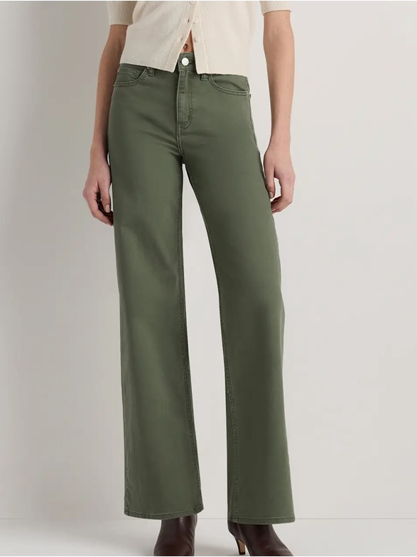 Nwot Quince Bella Stretch Straight Jeans Loren Green Size 26